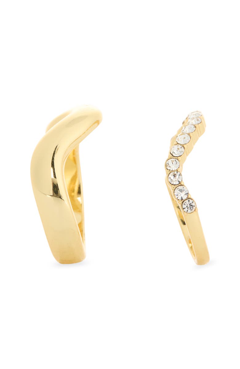 Covet 2-Piece Wavy Stackable Ring Set, Alternate, color, Clear / Gold