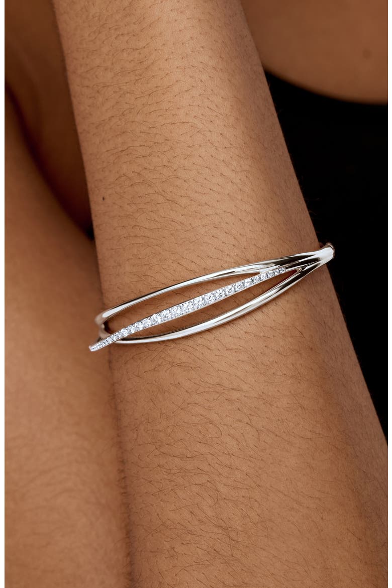 Nura Lab Grown Diamond Pavé Wrap Bangle Bracelet, Alternate, color, STERLING SILVER / LAB DIA