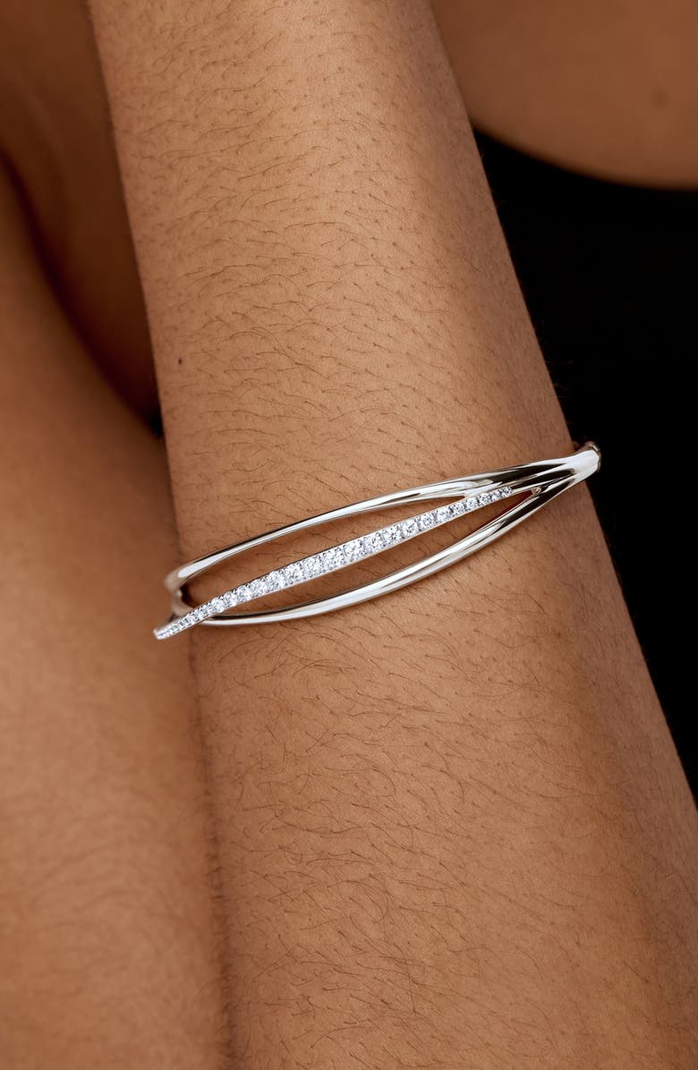 Monica Vinader Nura Lab-Created Diamond Pavé Wrap Bangle Bracelet, Alternate, color, Sterling Silver / Lab Dia