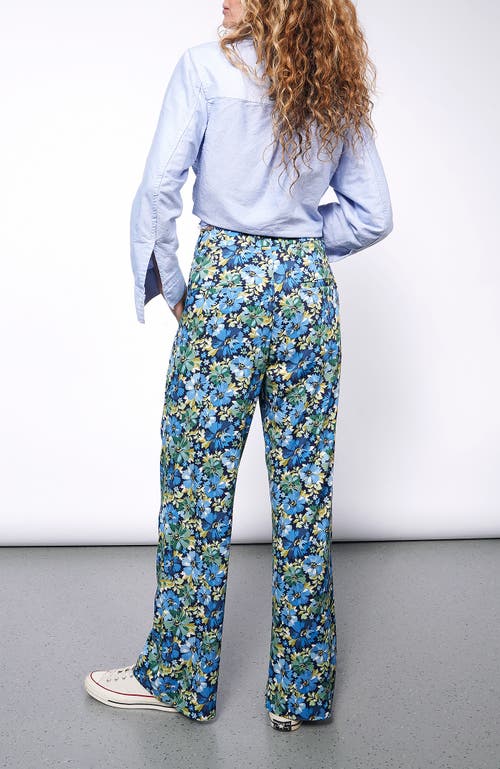 Wildfang The Empower Wide Leg Trouser In Carnations Navy Multi
