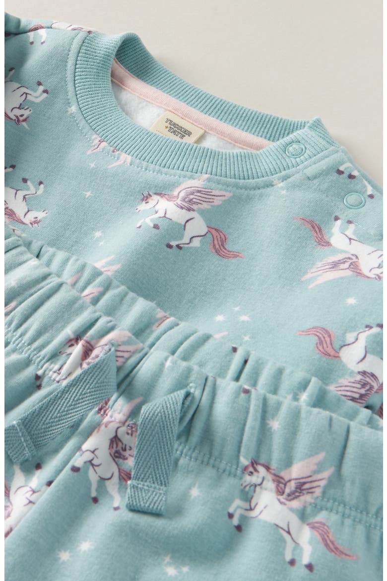 Print Fleece Sweatshirt & Joggers Set, Alternate, color, TEAL AQUIFER PEGASUS DASH