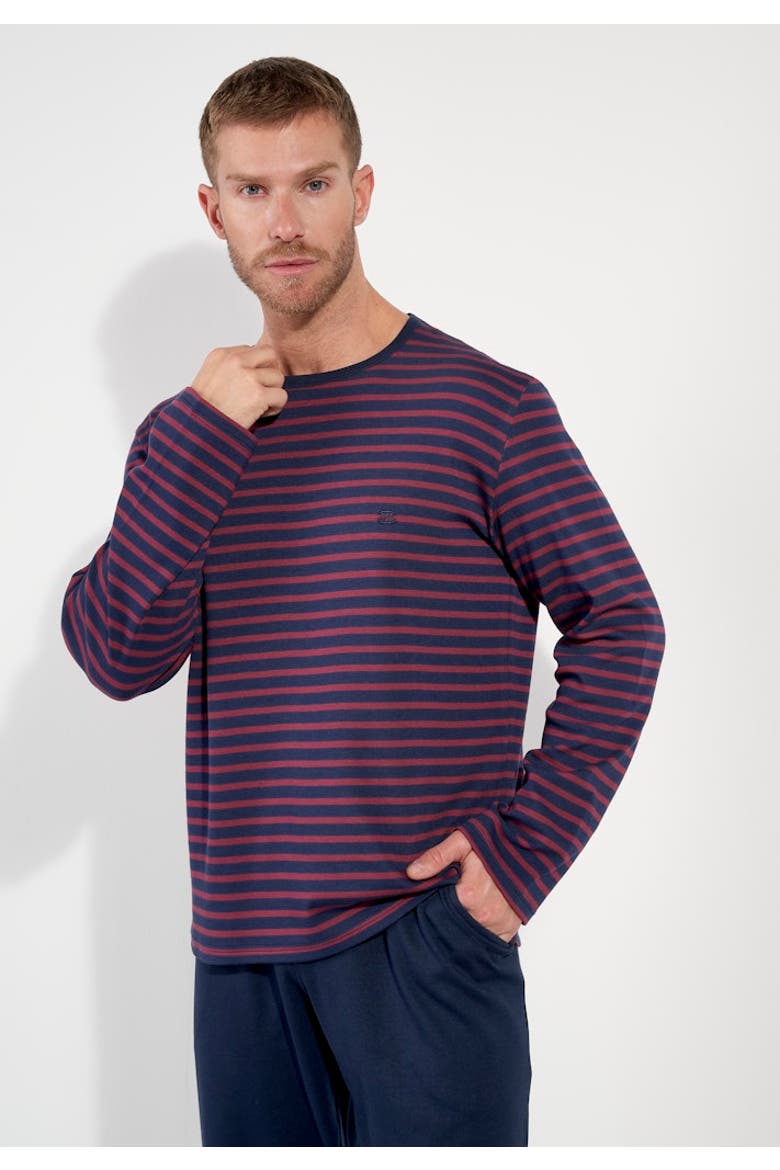 Carson Long Pajama Set, Alternate, color, Navy Stripes