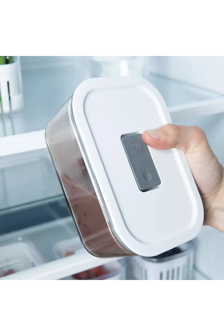 Stackable Airtight Glass Food Storage Container with Microwave Valve and Leak Proof Lid, Alternate, color, Clear with White Lid