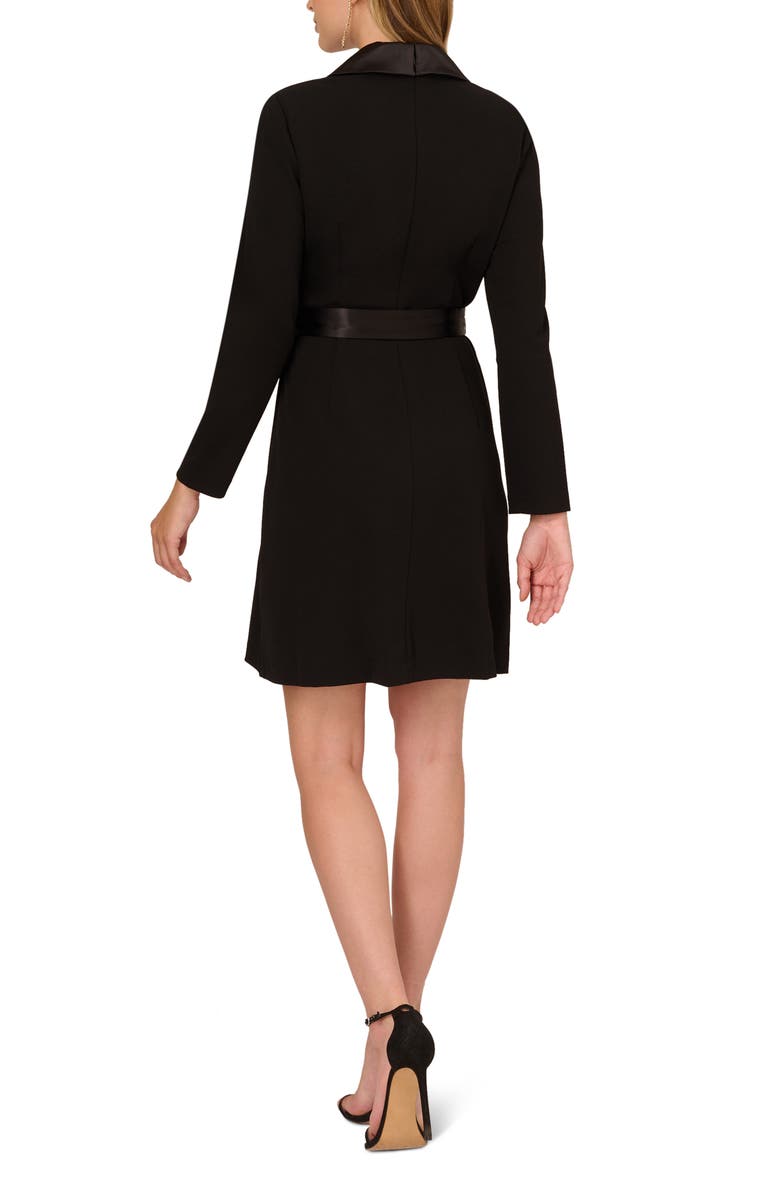 Adrianna Papell Tux Long Sleeve Crepe Faux Wrap Dress, Alternate, color, Black
