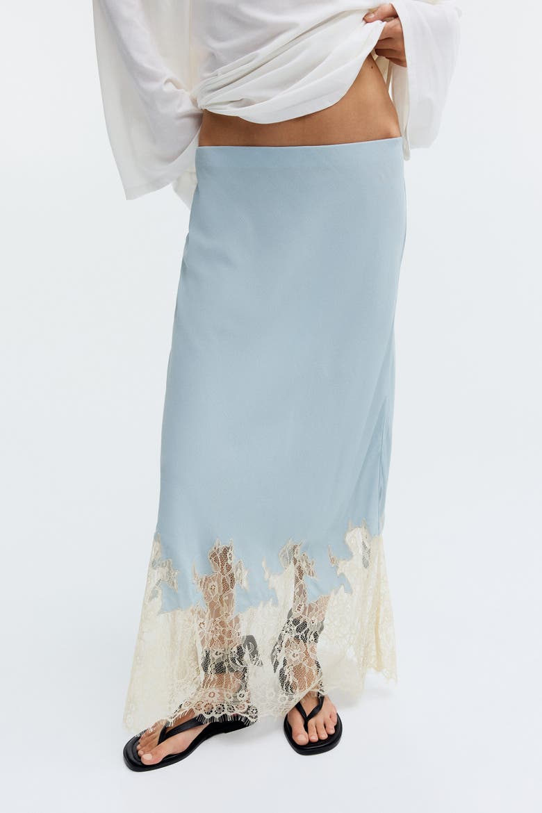 Lace-trimmed Skirt, Alternate, color, Light dusty blue