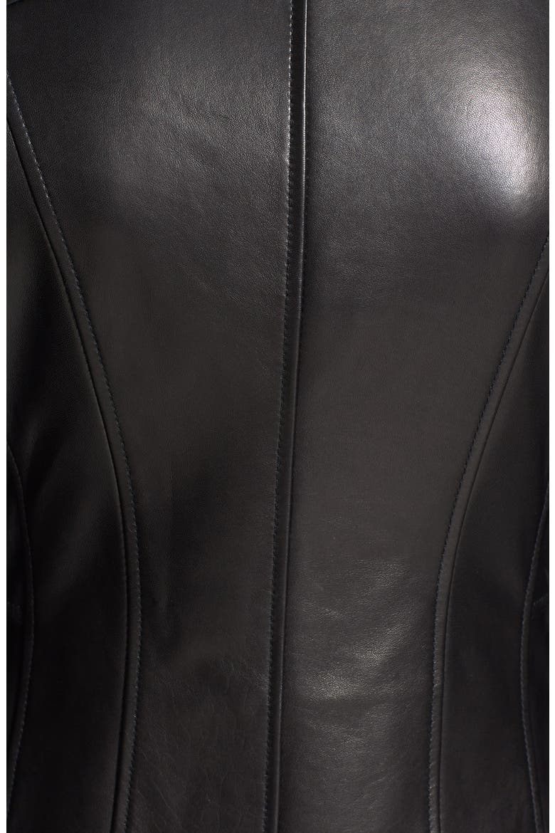 'Delphine' Double Zip Leather Moto Jacket, Alternate, color, BLACK