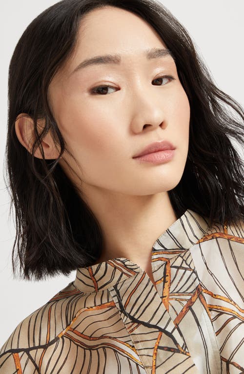Shop Brunello Cucinelli Papyrus Print Poncho