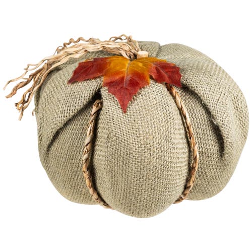 Northlight Burlap And Jute Fall Harvest Pumpkin Decoration In Green