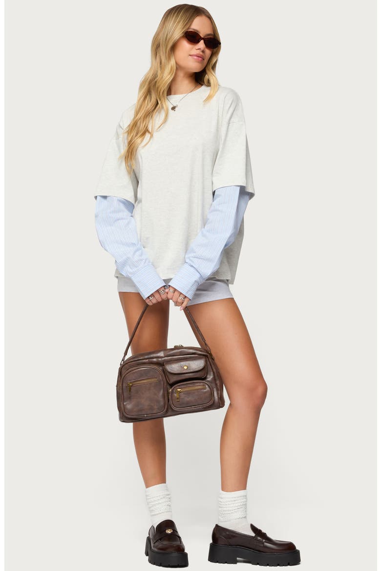 Tailor Oversize Layered Top, Alternate, color, LIGHT-GRAY-MELANGE