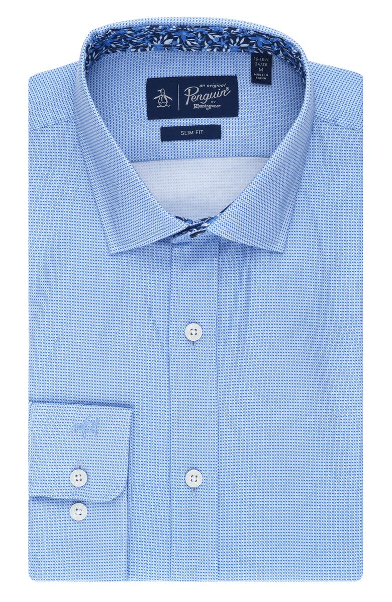 Original Penguin Royal Texture Slim Fit Dress Shirt, Main, color, Light Blue