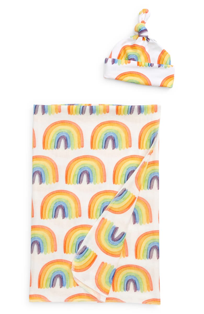 STINA AND MAE Over the Rainbow Hat & Blanket Gift Set, Main, color, 