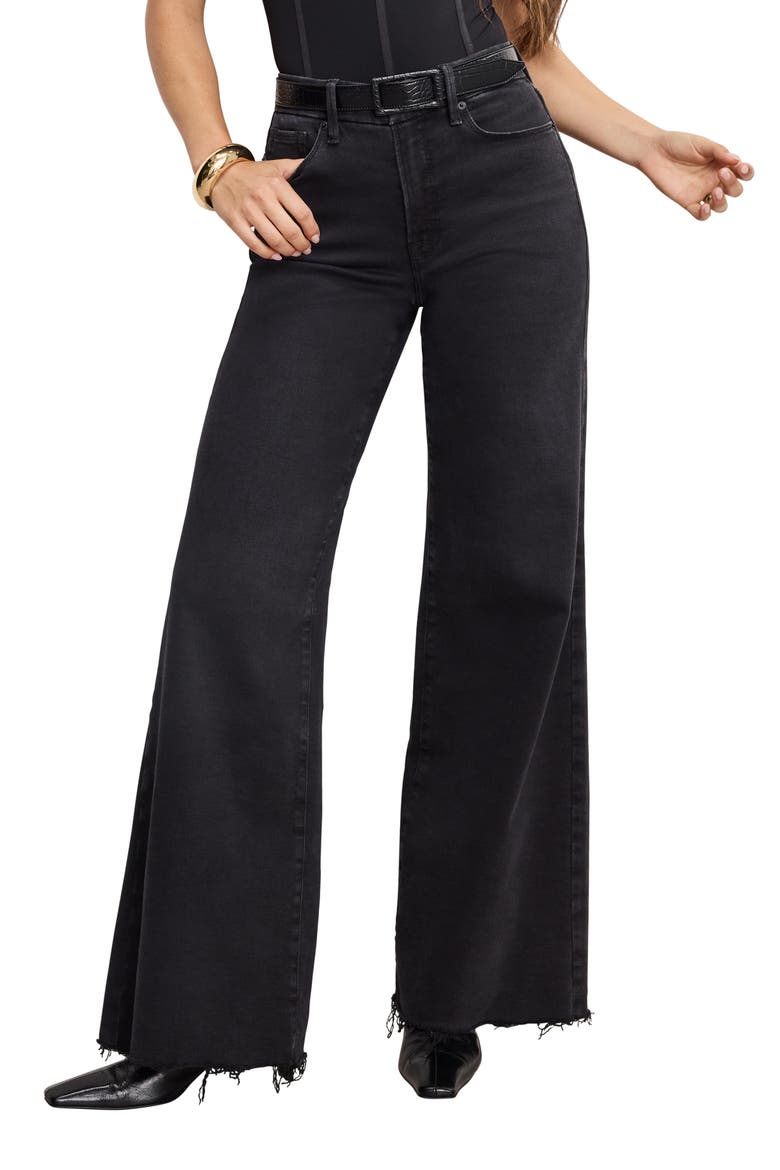 Soft-Tech Good Waist Palazzo Wide Leg Jeans, Main, color, BLACK391