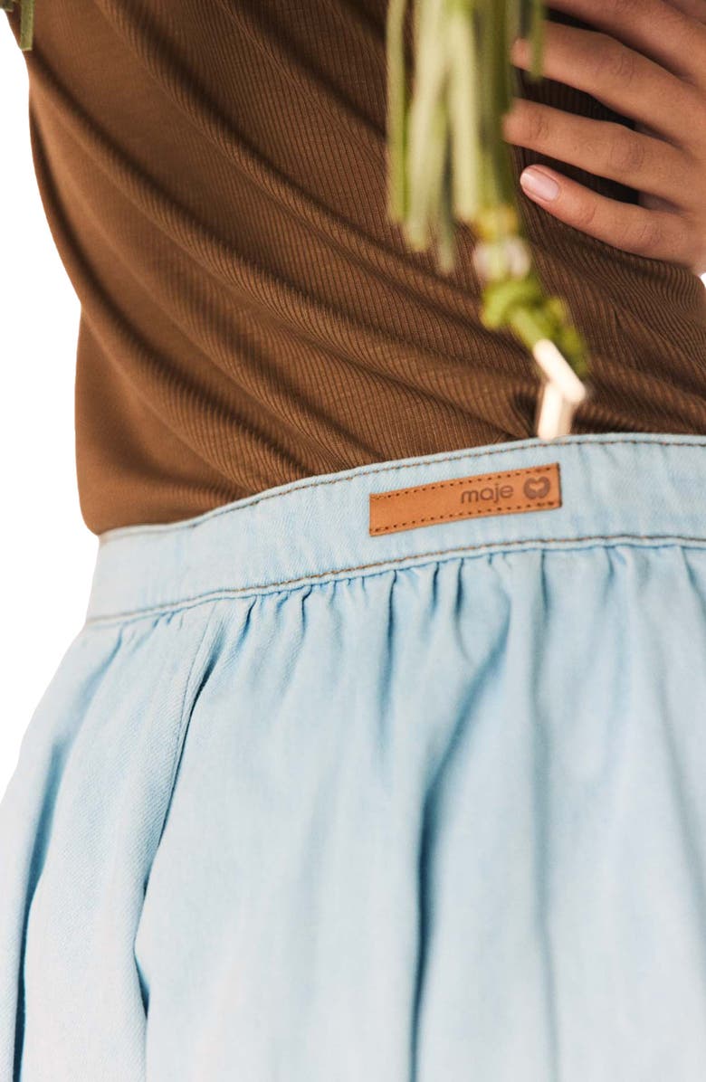 maje Chambray balloon skort, Alternate, color, Blue Sky