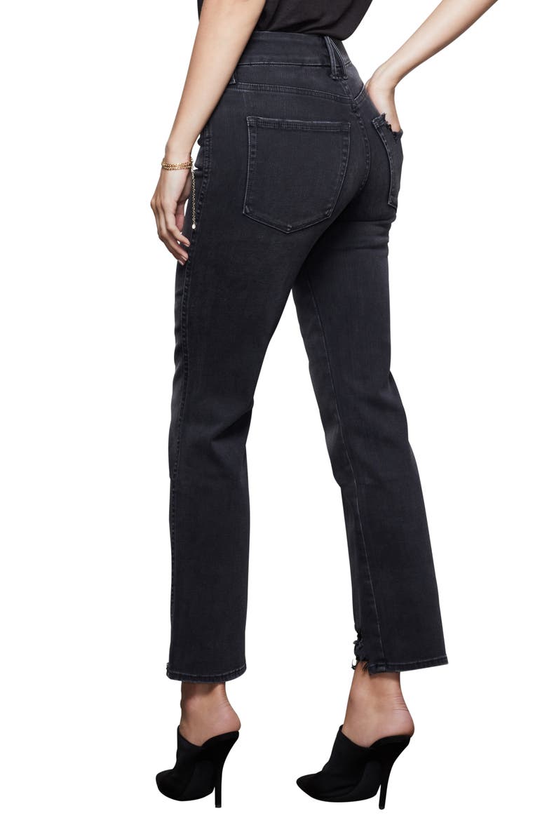 Good American Good Straight Destroyed Hem Straight Leg Jeans, Alternate, color, 