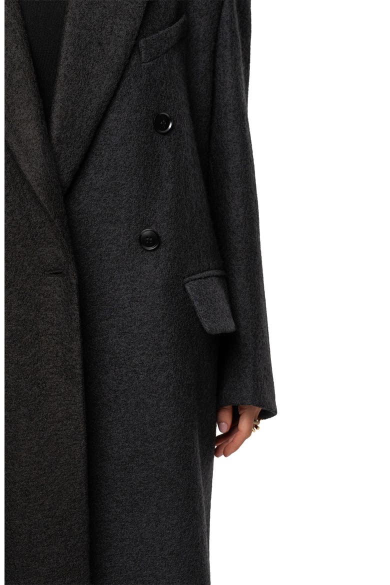 Double Breasted Wool Blend Coat, Alternate, color, BLACK
