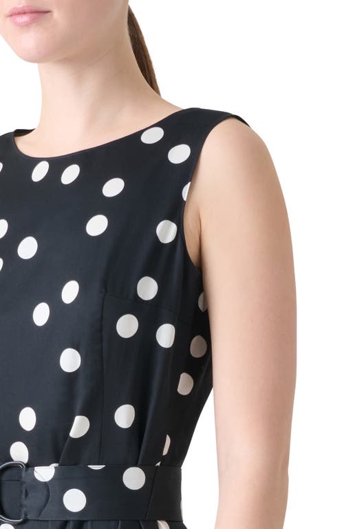 Akris Punto Polka Dot Sleeveless Belted Midi Dress