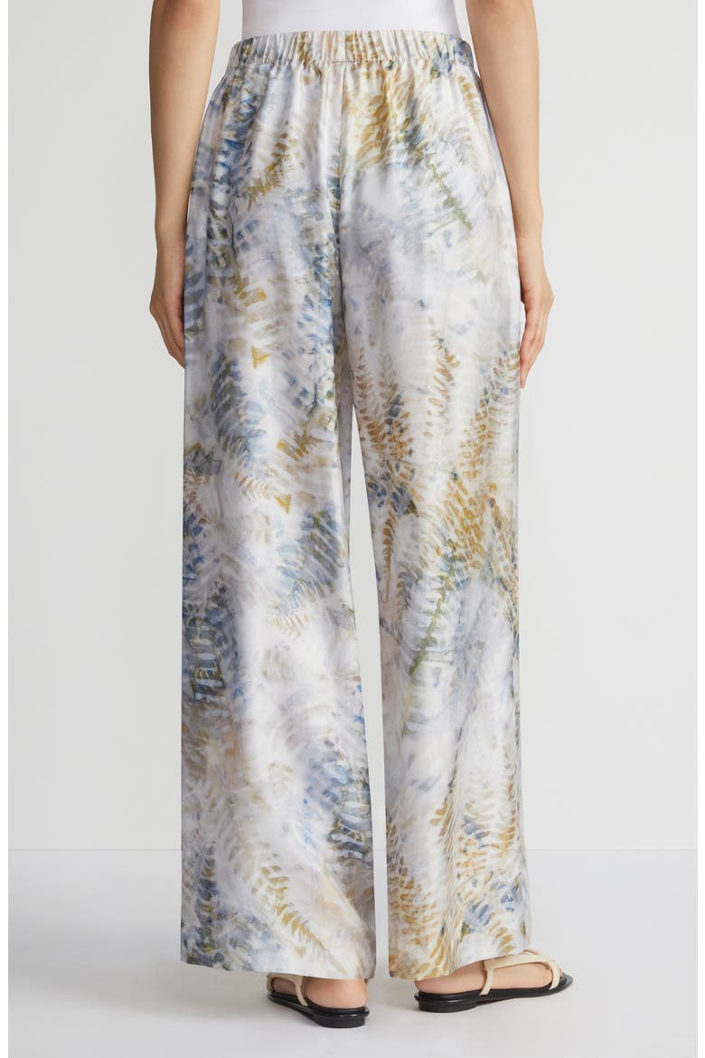 Riverside Fern Print Silk Twill Wide Leg Pants, Alternate, color, BLUESTONE MULTI
