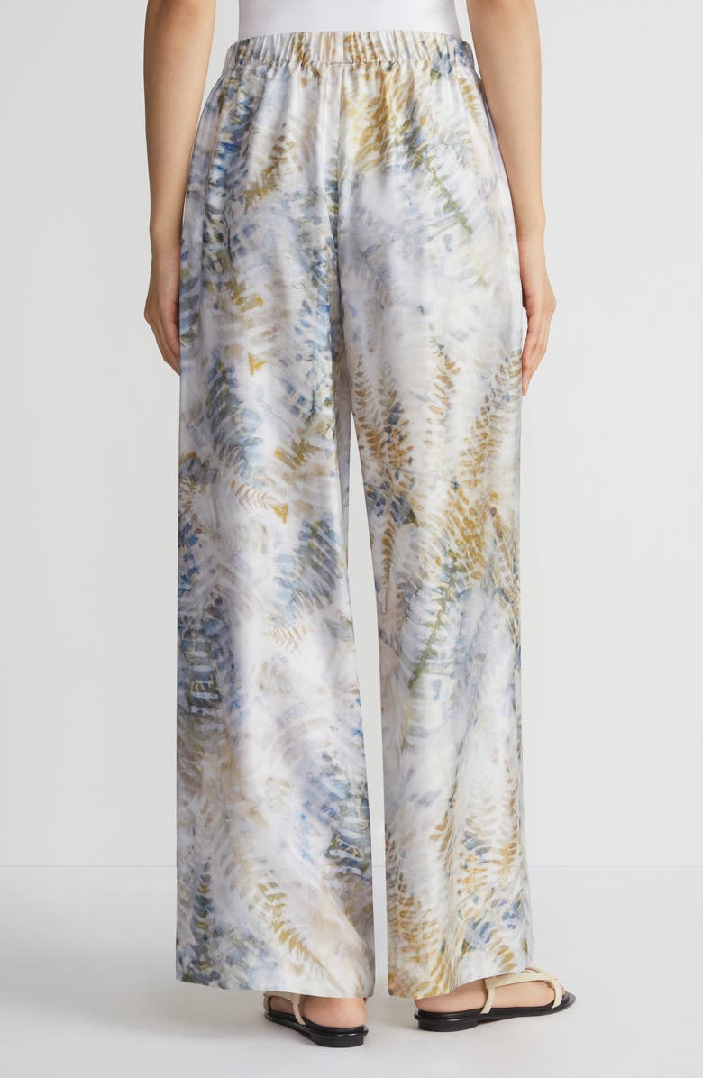 Lafayette 148 New York Riverside Fern Print Silk Twill Wide Leg Pants, Alternate, color, 