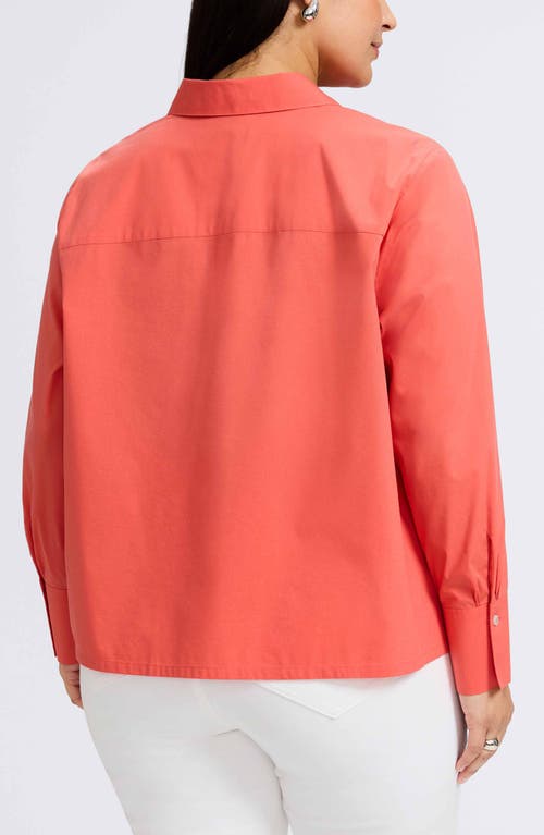 Shop Foxcroft Bella Solid Popover Top In Tangerine