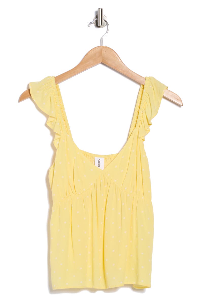 Flutter Sleeve Babydoll Tank Top, Alternate, color, YELLOW- IVORY BETTY DOT