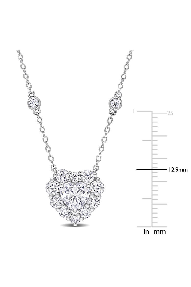 Sterling Silver Lab Grown Moissanite Heart Halo Pendant Necklace, Alternate, color, SILVER
