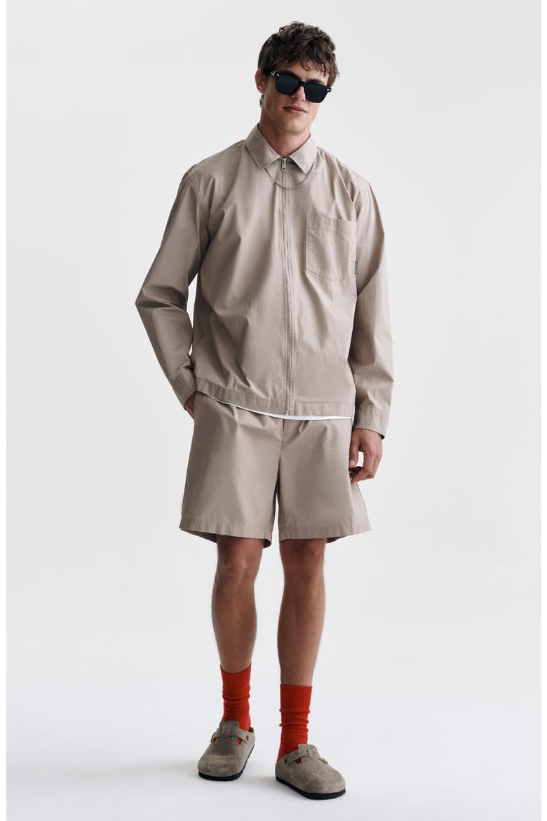 Zip Front Cotton Overshirt, Alternate, color, SHITAKE