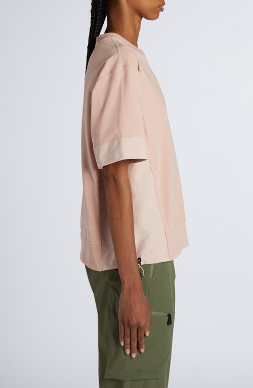Moncler Grenoble Logo Drawcord Hem Cotton T-shirt In Rose Quicksand