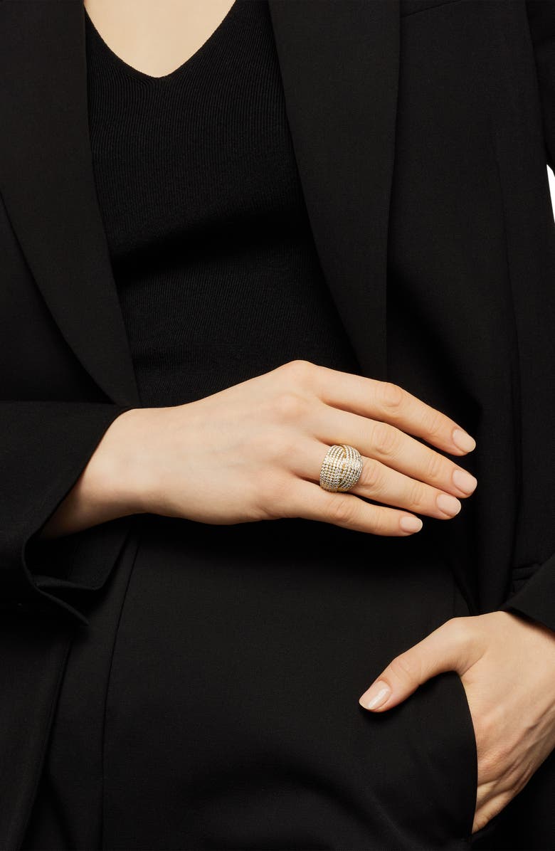 David Yurman Origami Crossover Ring in 18K Yellow Gold with Diamonds, Alternate, color, 