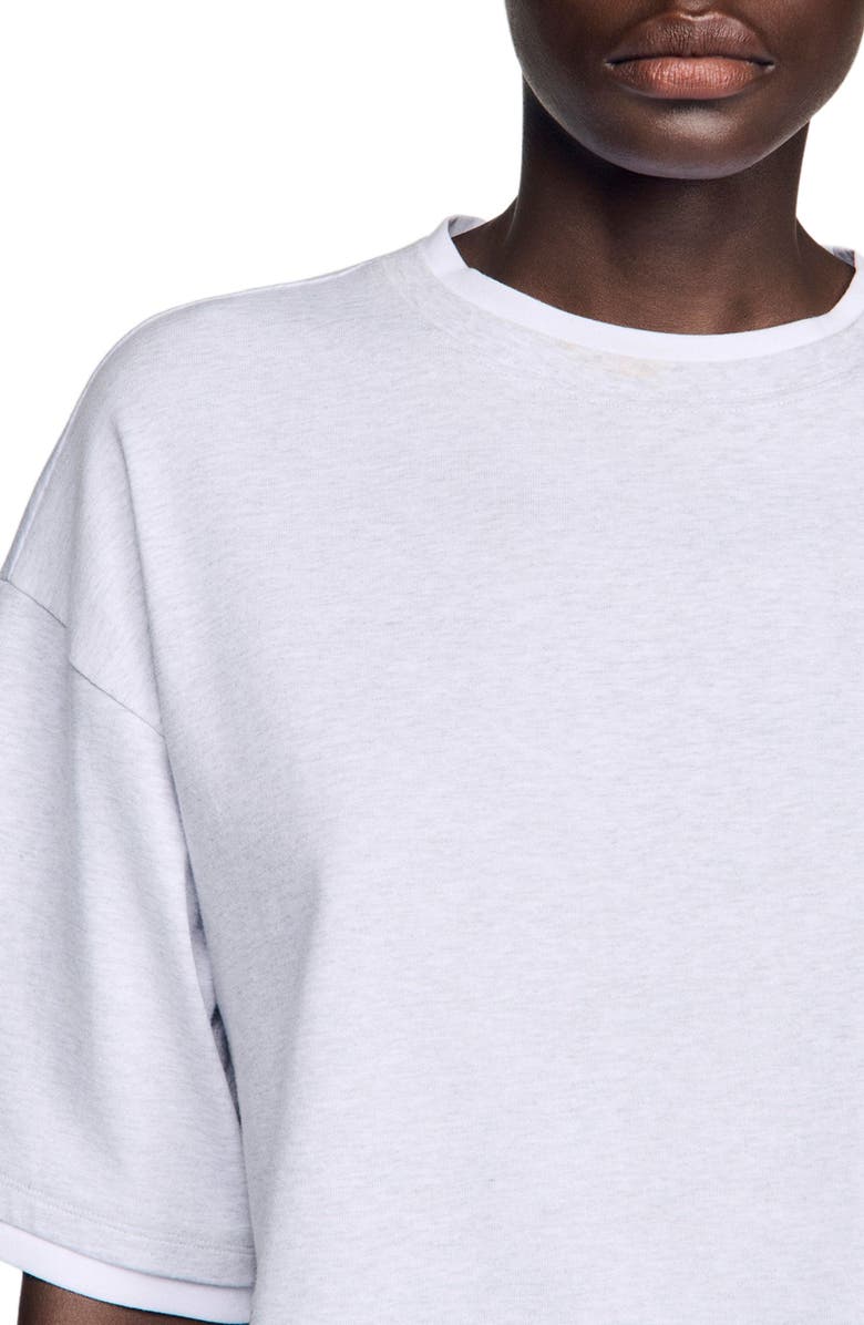 SANDRO T-shirt with contrasting trim, Alternate, color, Grey