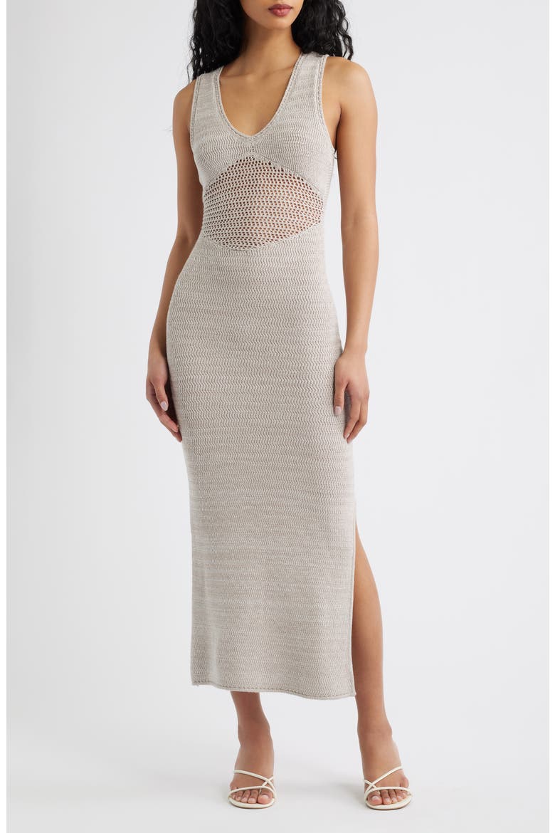 Melanie Crochet Body-Con Midi Dress, Main, color, SAND/ WITH