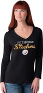 G-III 4HER BY CARL BANKS Women's G-III 4Her by Carl Banks Black Pittsburgh Steelers Post Season Long Sleeve V-Neck T-Shirt