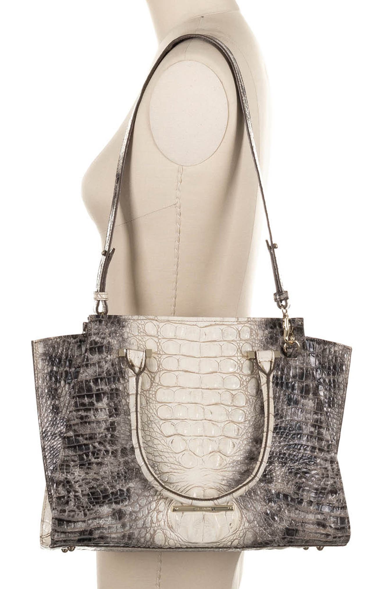 Brahmin 'Priscilla' Croc Embossed Leather Satchel, Alternate, color, 