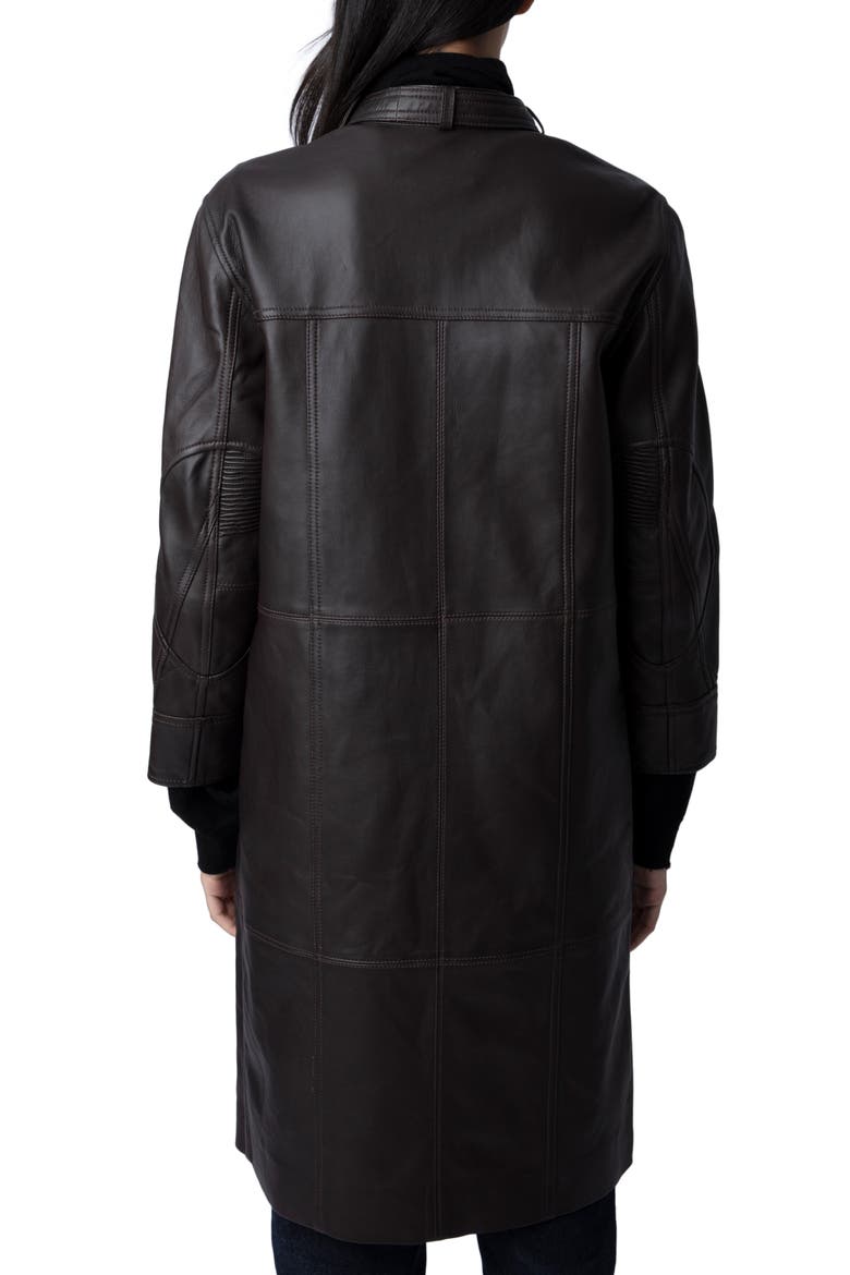 Mira Leather Coat, Alternate, color, CHOCOLATE