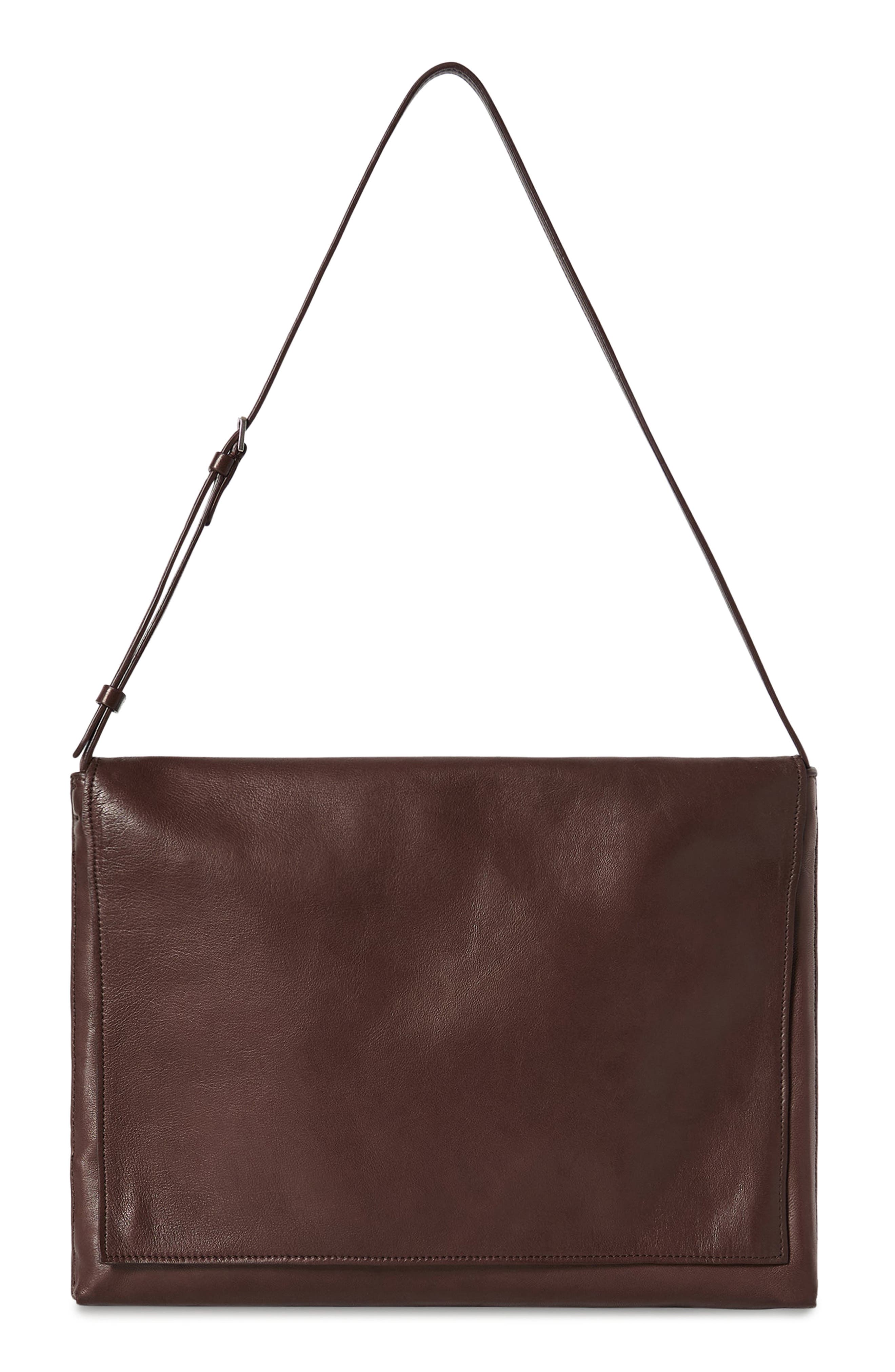 The Row Nan Leather Messenger Bag, Main, color, Brown Melange Ans