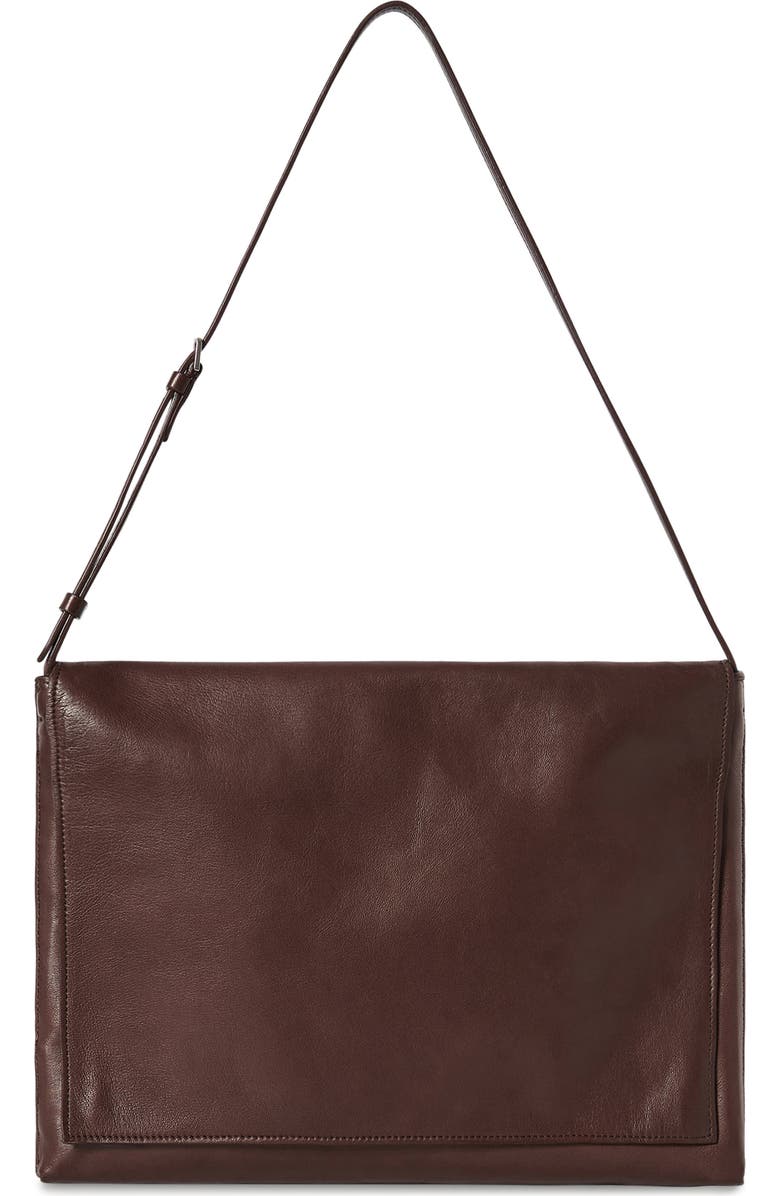 The Row Nan Leather Messenger Bag, Main, color, Brown Melange Ans