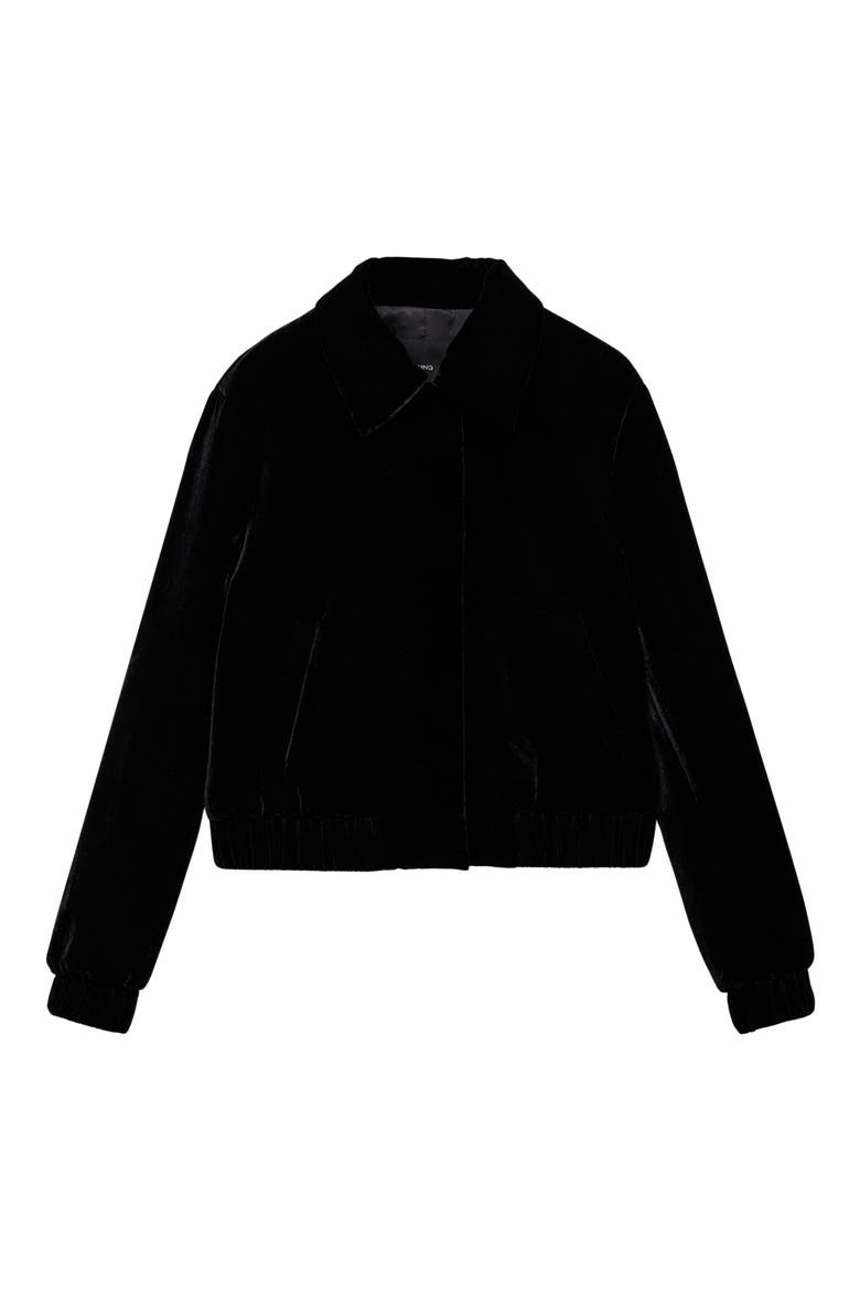 Velvet Bomber Jacket, Alternate, color, BLACK