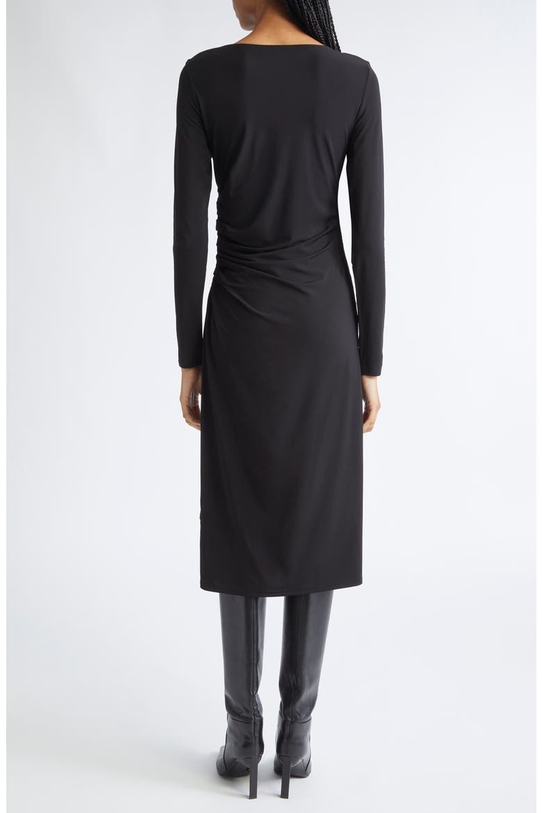 Long Sleeve Ruched Jersey Midi Dress, Alternate, color, BLACK