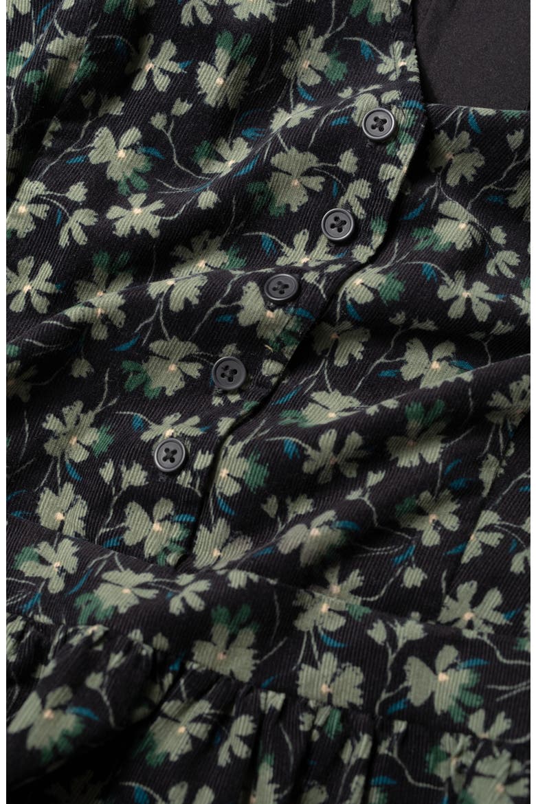 Rose Cottage Floral Long Sleeve Corduroy Midi Dress, Alternate, color, SMUDGE FLORAL ONYX