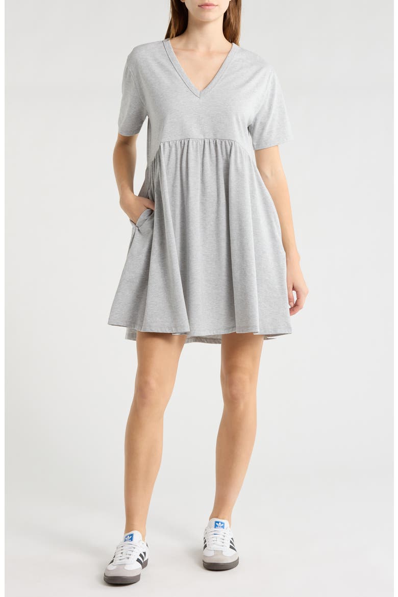 Short Sleeve Knit Swing Dress, Main, color, GREY HEATHER