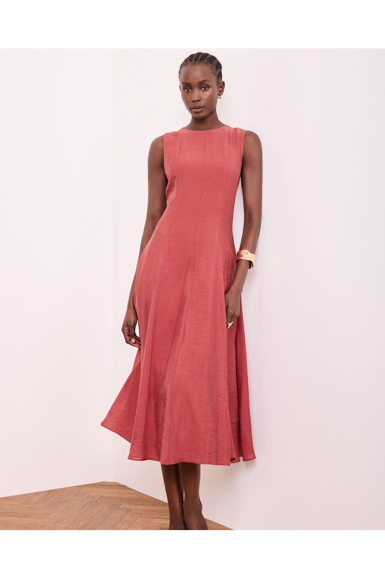 Luxe Sleeveless Midi Dress, Alternate, color, Red
