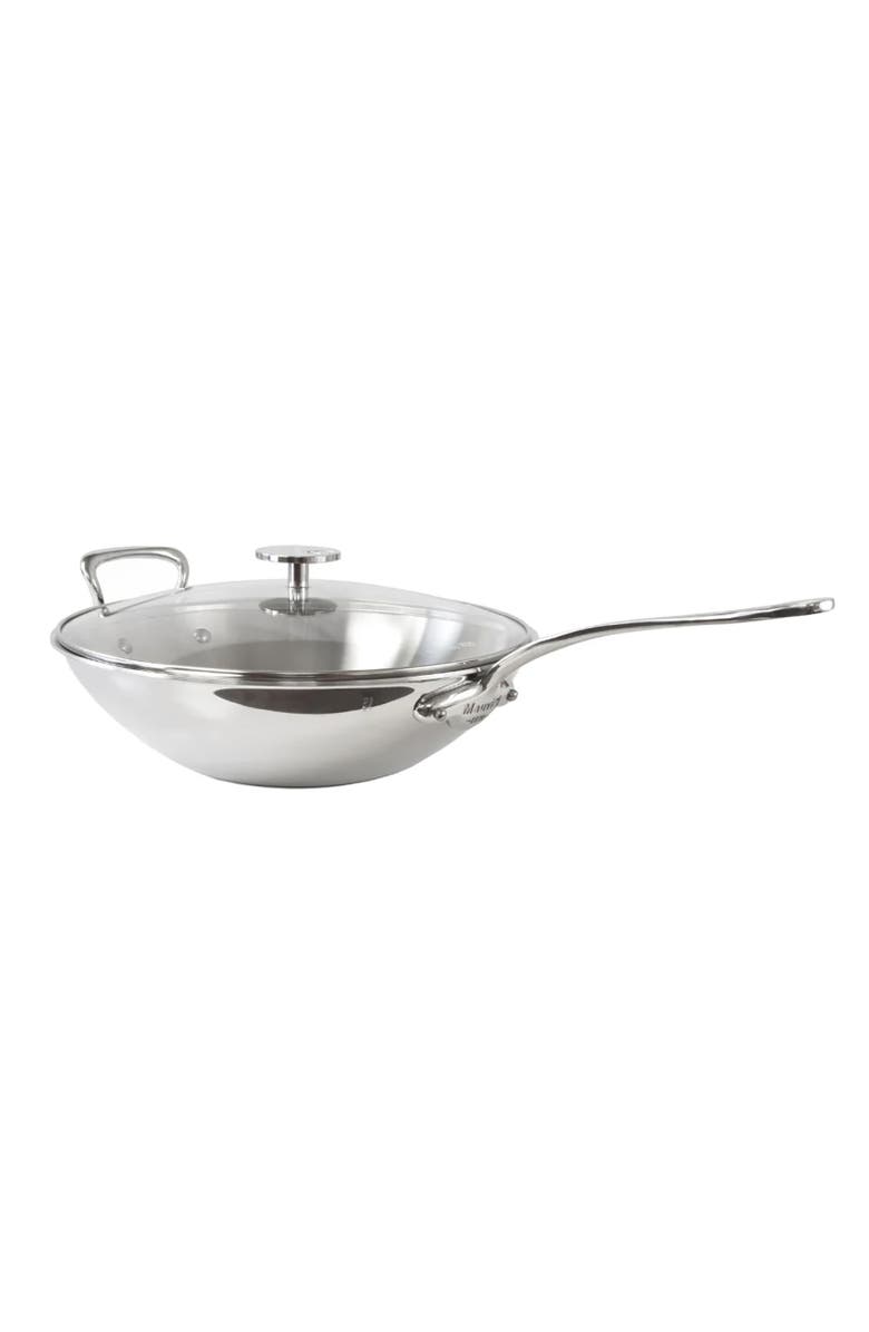 Mauviel M'Cook 12.5 Inch Stainless Steel Wok With Long Handle And Helper Handle, Main, color, Silver