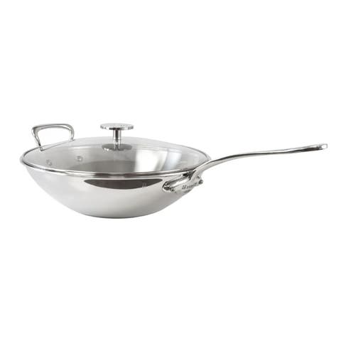 M'Cook 12.5 Inch Stainless Steel Wok With Long Handle And Helper Handle