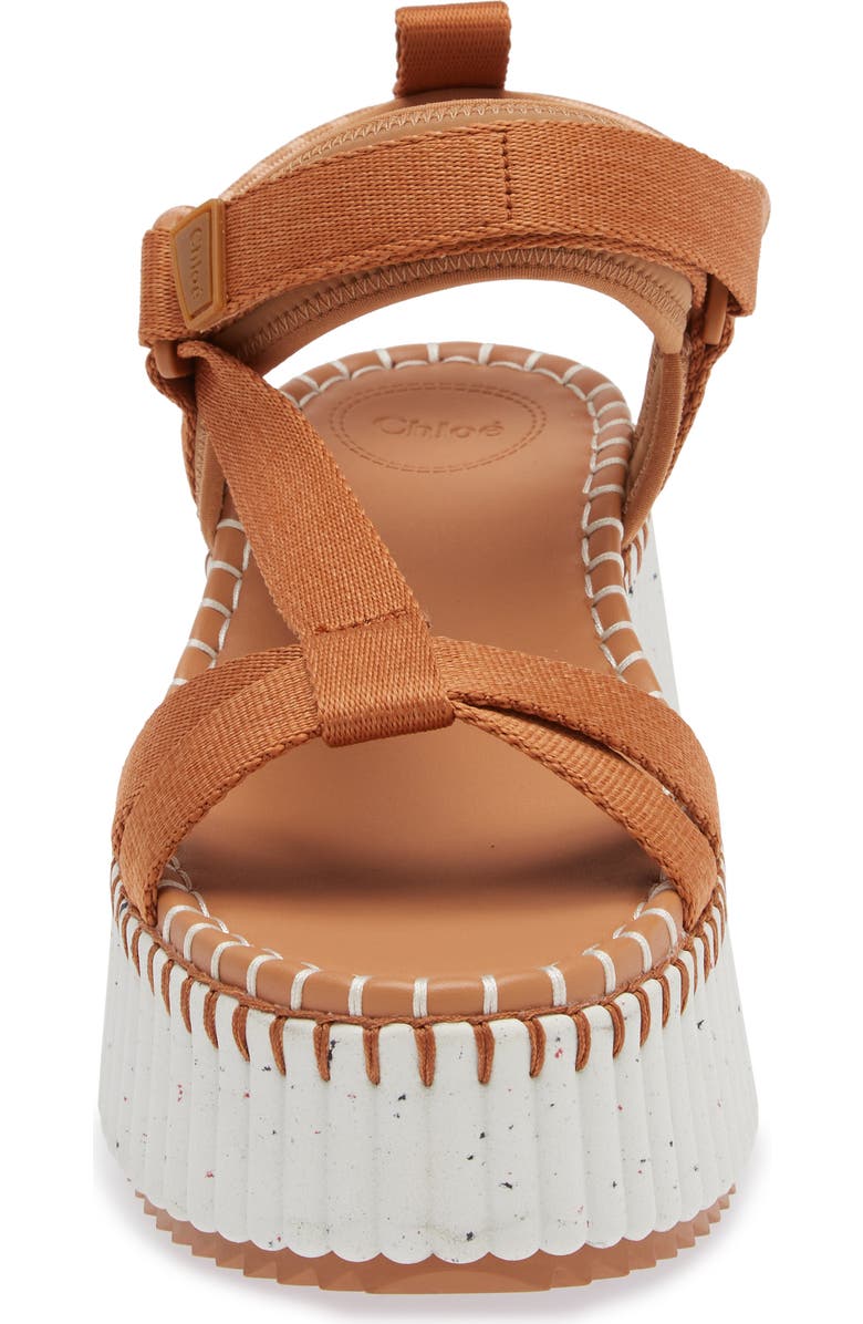 Chloé Nama Platform Wedge Sandal, Alternate, color, 276 Smooth Tan