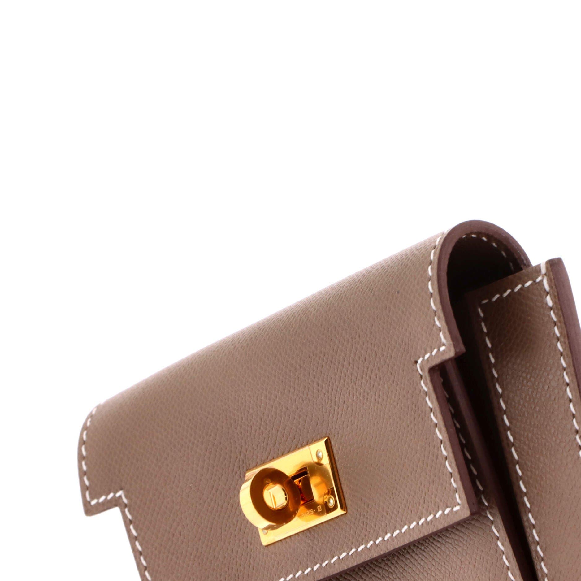 Pre-Owned Hermes Kelly Pocket Compact Wallet Epsom, Alternate, color, Etoupe