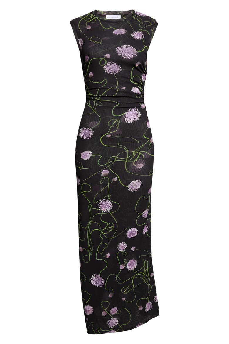 Twisted Floral Mesh Body-Con Midi Dress, Alternate, color, BLACK MULTICOLOR