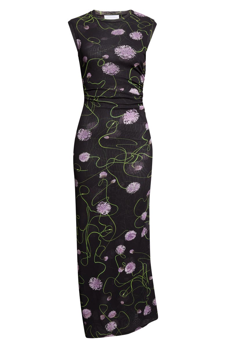 Stella McCartney Twisted Floral Mesh Body-Con Midi Dress, Alternate, color, Black Multicolor