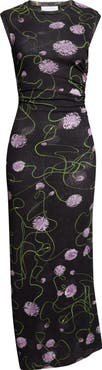 Stella McCartney Twisted Floral Mesh Body-Con Midi Dress