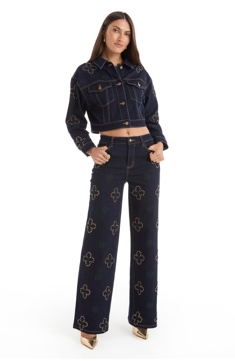 The Noli Shop Kaia Studded High Rise Jean, Alternate, color, Indigo