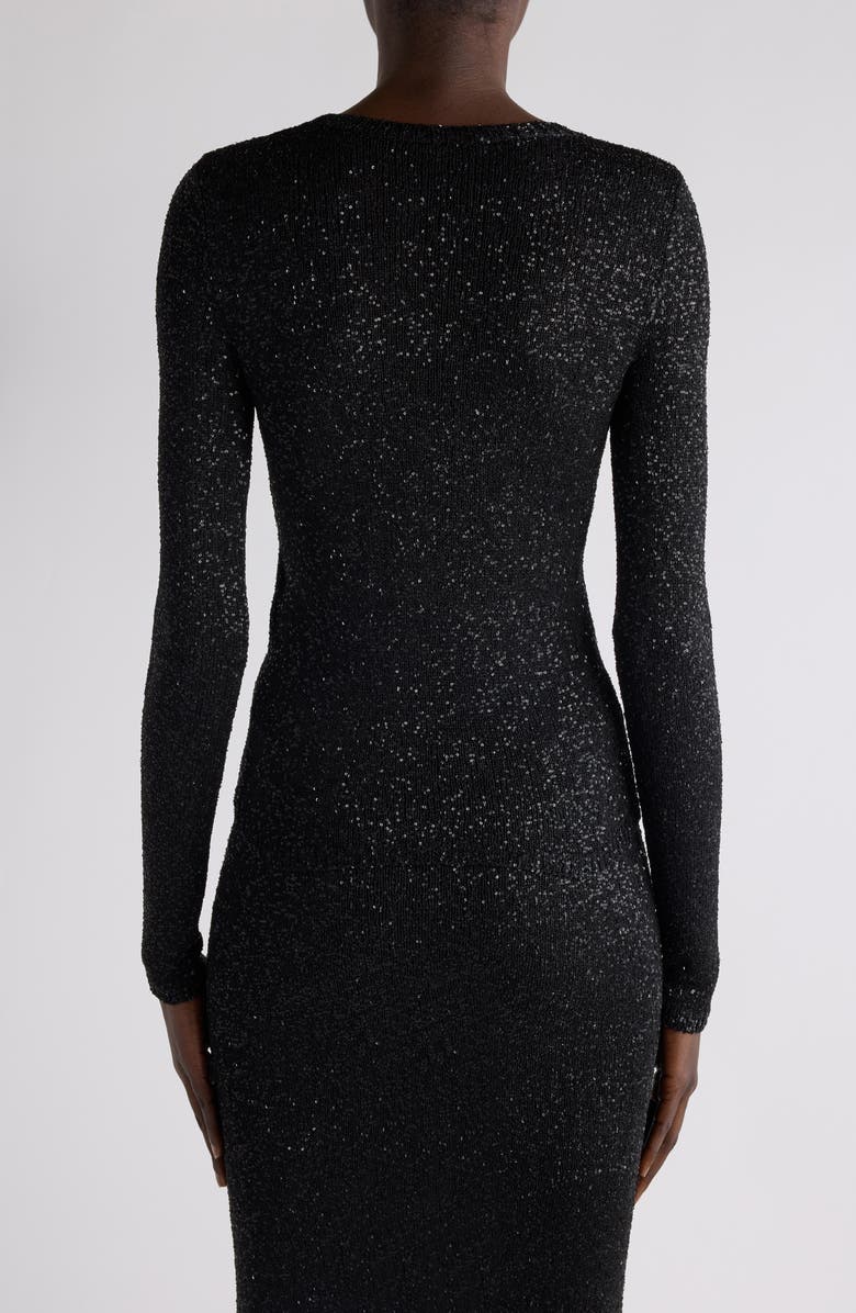 Balenciaga Fitted Sequin Crewneck Sweater, Alternate, color, Black