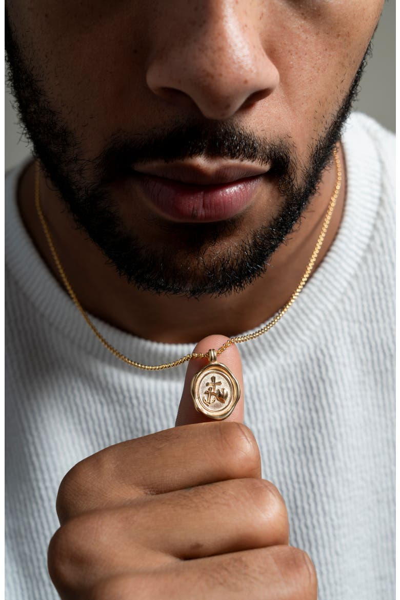 Men's Hope Talisman Necklace, Alternate, color, Yellow Gold Vermeil